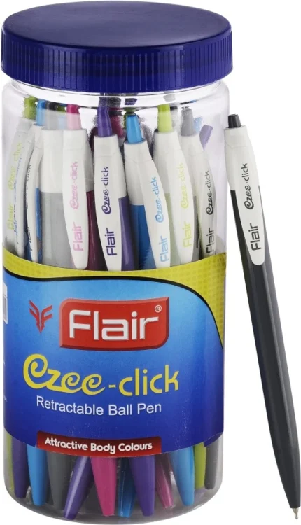 FLAIR Ezee Click Jar Of Ball Pen (Pack of 25, Ink Color - Blue)