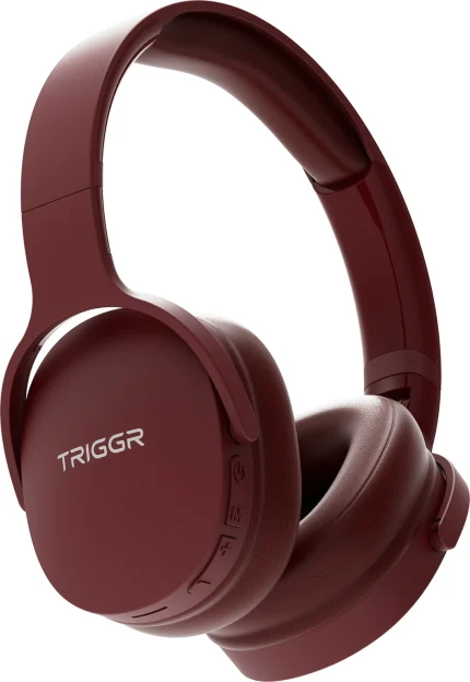 TRIGGR Trinity 2 with Dual Pairing, ENC, Fast Charge, 50H Battery, Rubber Finish, v5.3 Bluetooth Headset (Bordeaux Maroon, On the Ear)