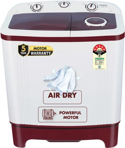 MarQ by Flipkart 6 kg 5 Star Rating Innowash Range Semi Automatic Top Load White, Maroon (MQSA605NNNDM / MQSA60H5W)